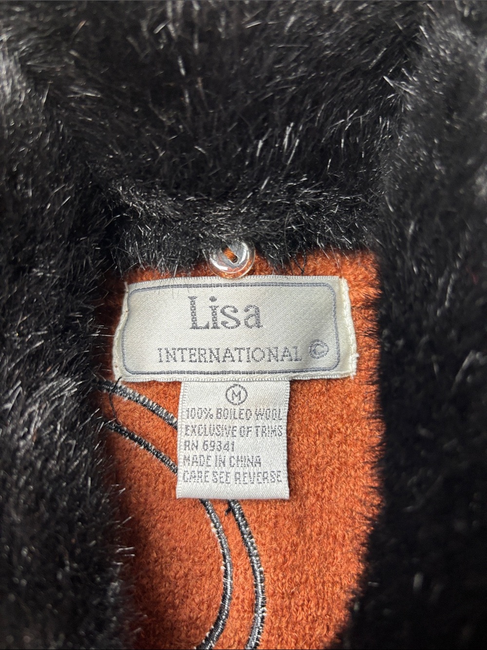 Women’s Vintage Lisa International Wool Panther Vest with Faux Fur Collar Size M - Picture 2 of 7